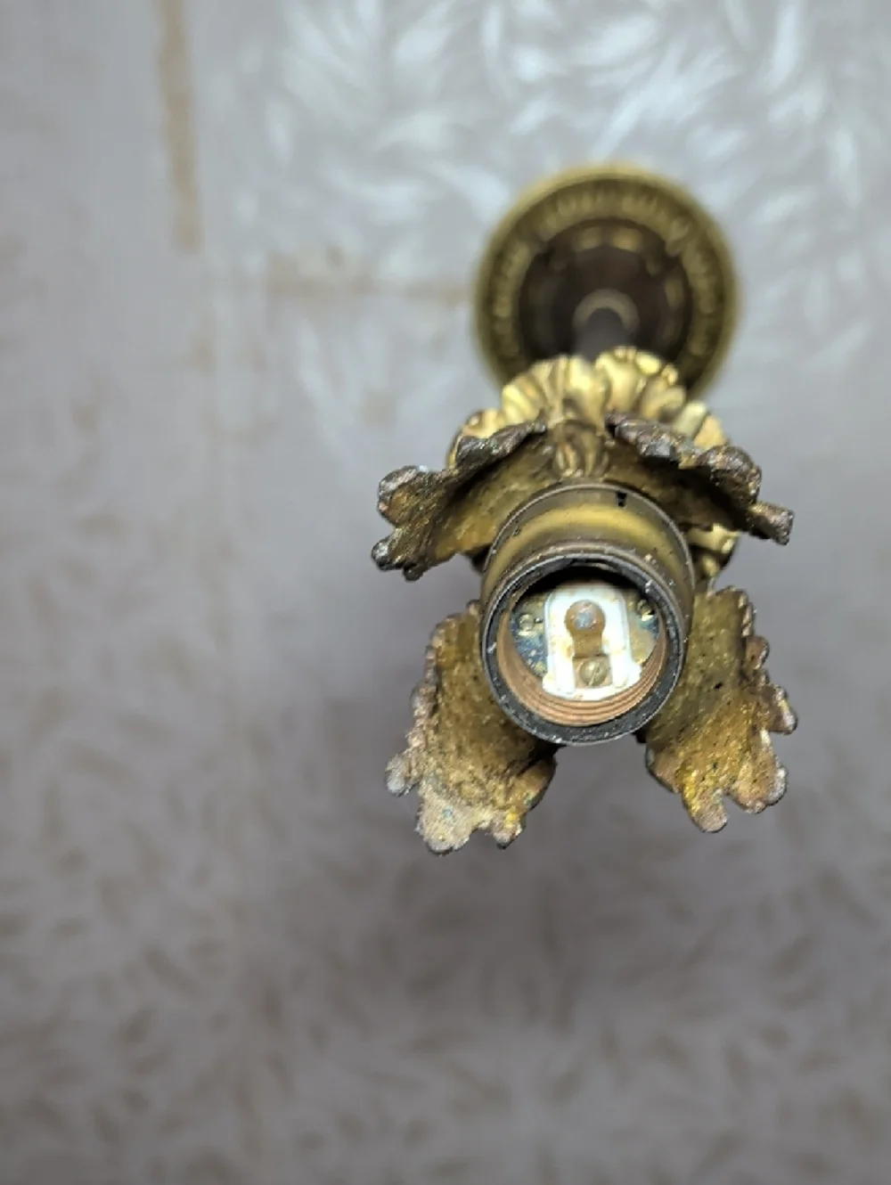 Antique Ceiling Medallion and Rod 30 Inches Old School Wiring
